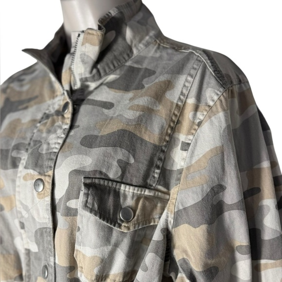 BKE BUCKLE WOMEN'S 100% COTTON DRAWSTRINGS CAMO FIELD JACKET COAT MILITARY TOP~L - Picture 3 of 14